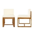 thumbnail image 4 of 2 Patio Dining Chairs - Wood, Beige Cushioned Seats, Enhances Appeal And Comfort Of 2 Wood Frame With Cushion, Ergonomic Dimensions For Optimal, 4 of 7