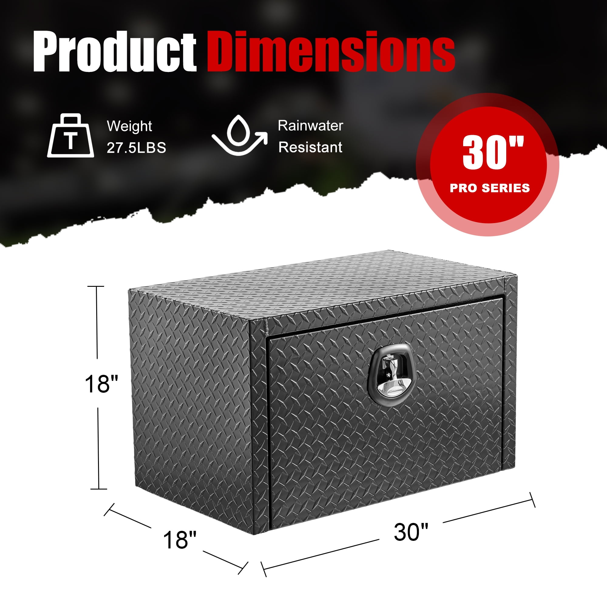 Jopath 30 Inch Aluminum Underbody Truck Tool Box Heavy Duty Underbed Toolbox Tool Storage Organizer Chest With Lock And Keys, Waterproof Trailer Box For Pickup Truck Atv Rv Trailer
