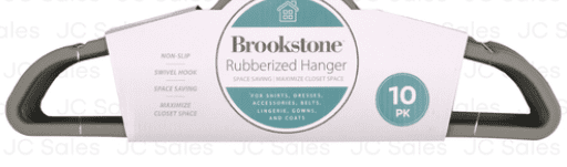 "Brookstone Rubberized Hanger Gray 10PK: Durable, non-slip design for organized closets."
