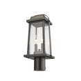 thumbnail image 4 of Z-Lite Millworks 2 Light 17" Glass Aluminum Outdoor Lamp Post Fixture in Bronze, 4 of 5