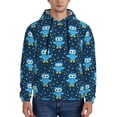 thumbnail image 2 of Zufioo Blue Owl Design Fleece Comfortable Hoodie for Mens,Sweatshirt for Men,Pullover Hooded Sweatshirt for Men -Large, 2 of 5