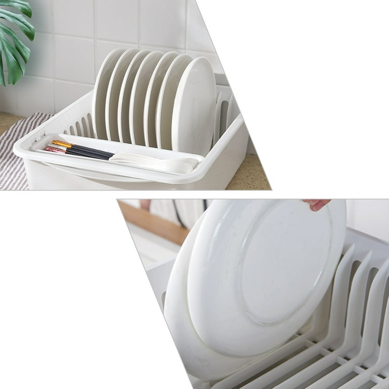 1Pc Kitchen Dish Rack Practical Tableware Box with Lid Water Draining  Storage Shelf 