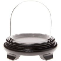Plymor 4" x 4" Glass Display Dome Cloche (Black Wood Veneer Footed Base)