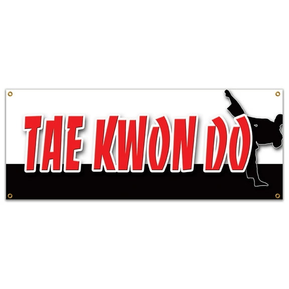 TAE KWON DO BANNER SIGN martial art self defense school lessons jiu-jitsu judo