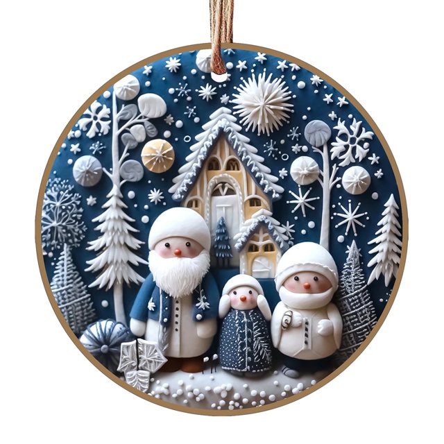 Adorno navideño de muñeco de nieve azul Harliver, redondo, estilo azul, recuerdo navideño para árbol de Navidad, regalo navideño para mujeres y hombres, adorno colgante de 7,6 cm.