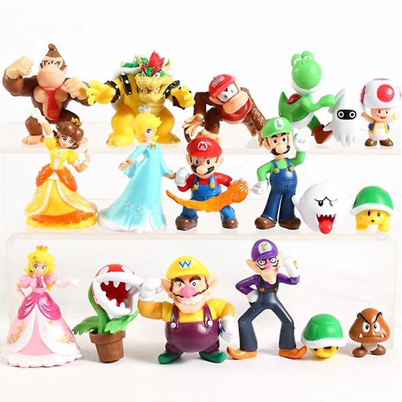 Super Mario Figurines Jouet Mini Modèle de Dessin Animé Poupées Décoration Maison Voiture Collection Ornements Cadeau d'Anniversaire pour Enfants