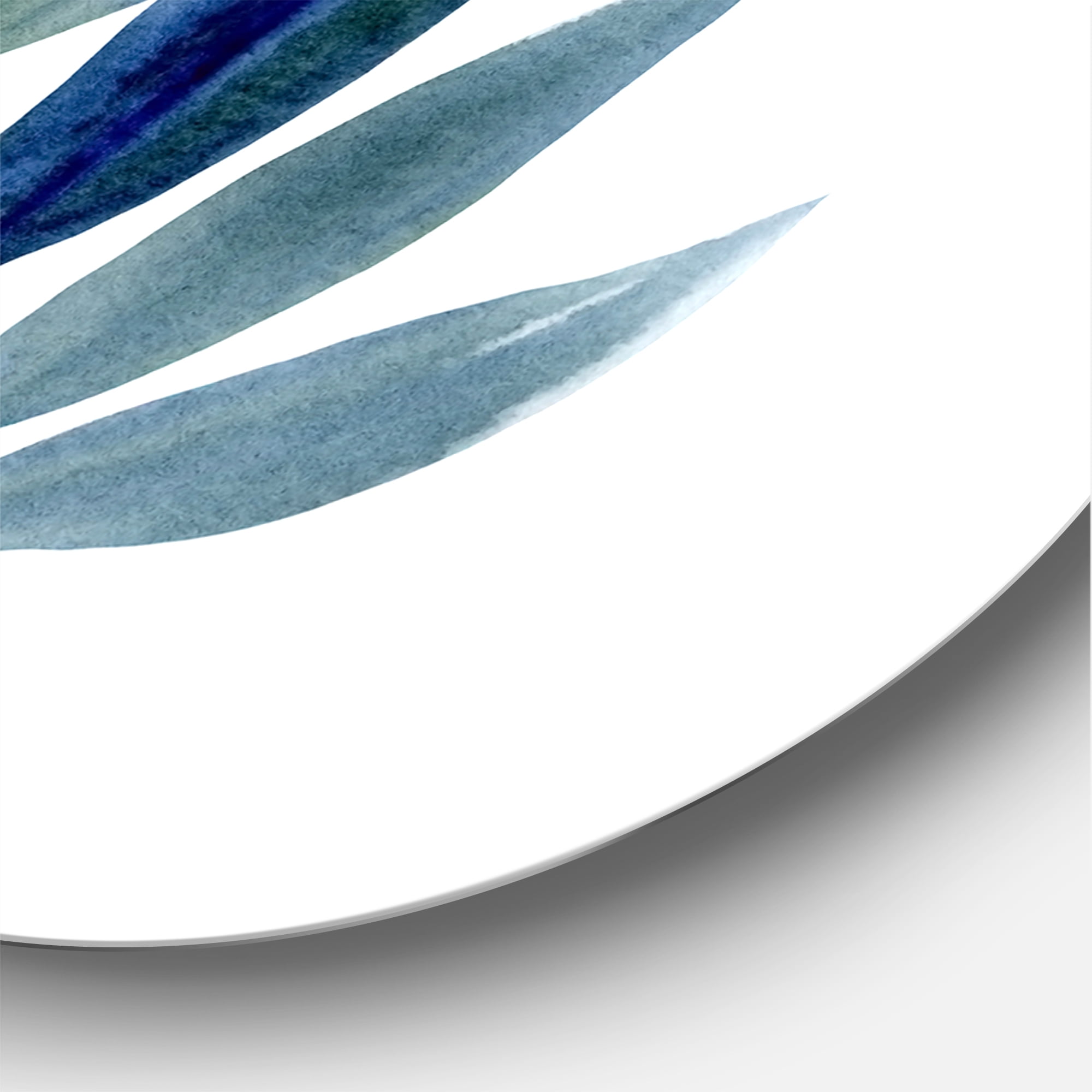 Designart 'Tropical Green Leaf On White' Farmhouse Circle Metal Wall Art 23x23 - Disc of 23