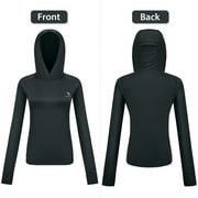 CAMEL Womens Sun Protection Clothing UPF 50+ Lightweight Womens Activewear Long Sleeve Rash Guard Shirts Breathable Sunscreen Hoodie Workout Tops Outdoor Hiking Black