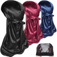thumbnail image 1 of GFDYREE 3 Pcs Pack de Durags Soyeux pour Hommes Vagues, Satin Doo Rag, Récompense 1 Casquette Vague, 1 of 7