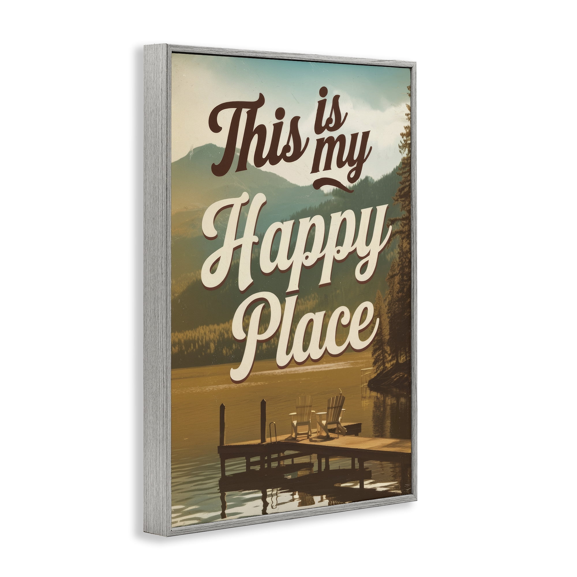 Stupell Industries Vintage My Happy Place Gray Framed Giclee Art, design by Andreas Magnusson
