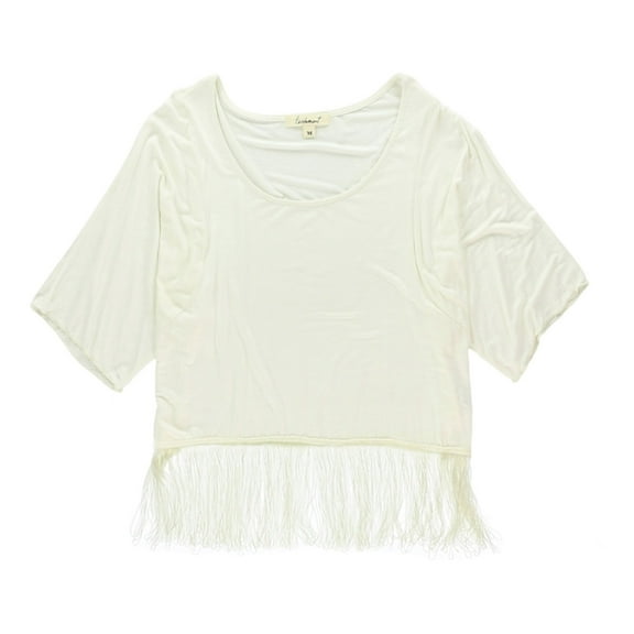 testament Womens Fringed Pullover Blouse, Off-White, Juniors, Large