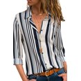 thumbnail image 1 of Women's White Navy Striped Modern Shirt, 1 of 9