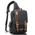 thumbnail image 1 of KAUKKO Canvas Messenger Bag Cross Body Shoulder Sling Backpack Travel Senderismo Chest Bag KAUKKO FD252-Black, 1 of 5