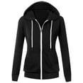 thumbnail image 5 of Daznico Women's Zip Hoodie - Thumbhole Long Sleeve with Drawstring & Pocket, Solid Color Casual Pullover,Zip Up Hoodie Women,Zip Up Sweatshirt Women,Color: Black Size: M, 5 of 8