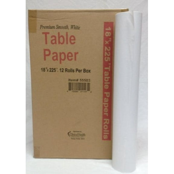 Premium Smooth Exam Table Paper 18"x225', 12 Rolls per case