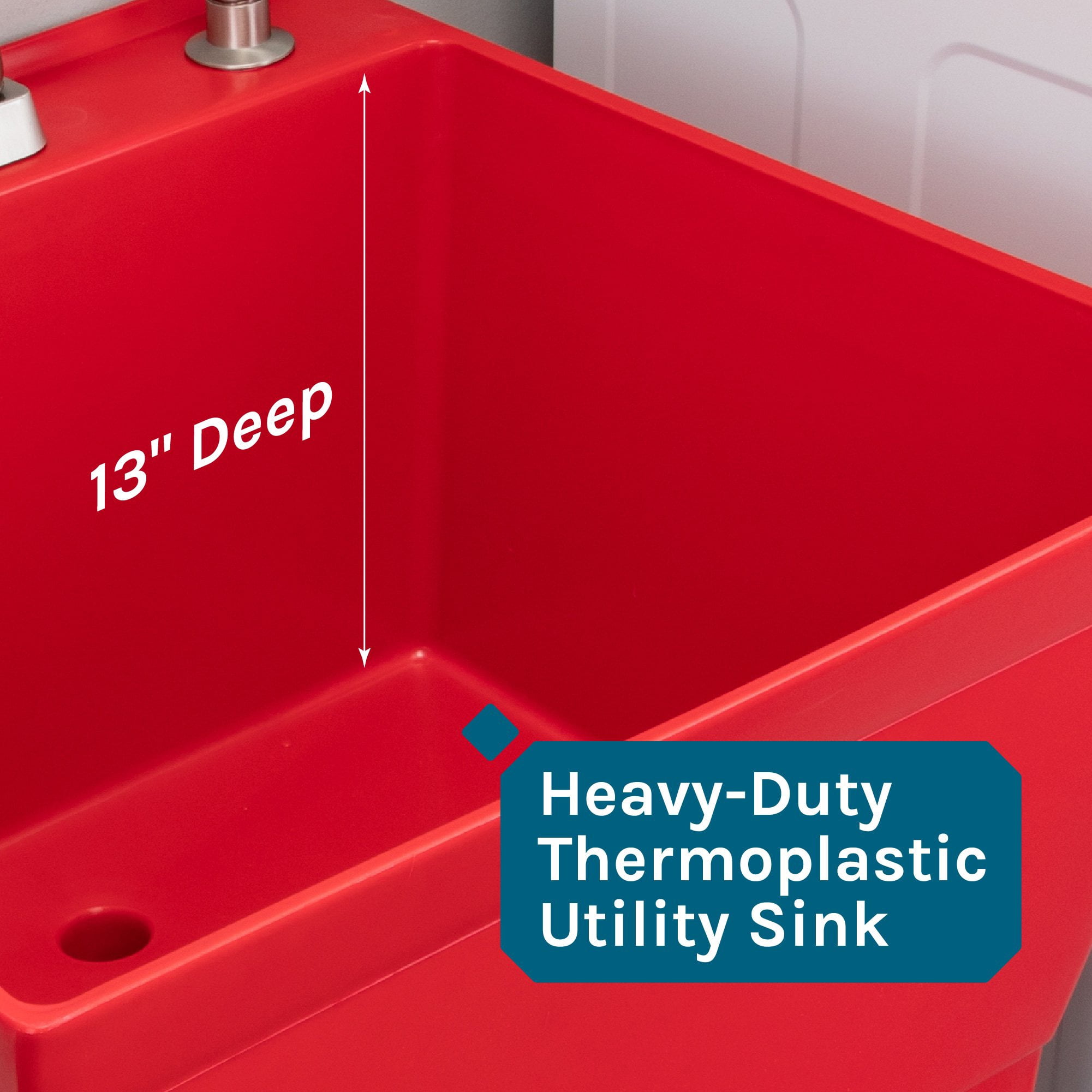 Tehila Utility Sink with Stainless Finish Faucet & Side Sprayer 19 Gallon - Red