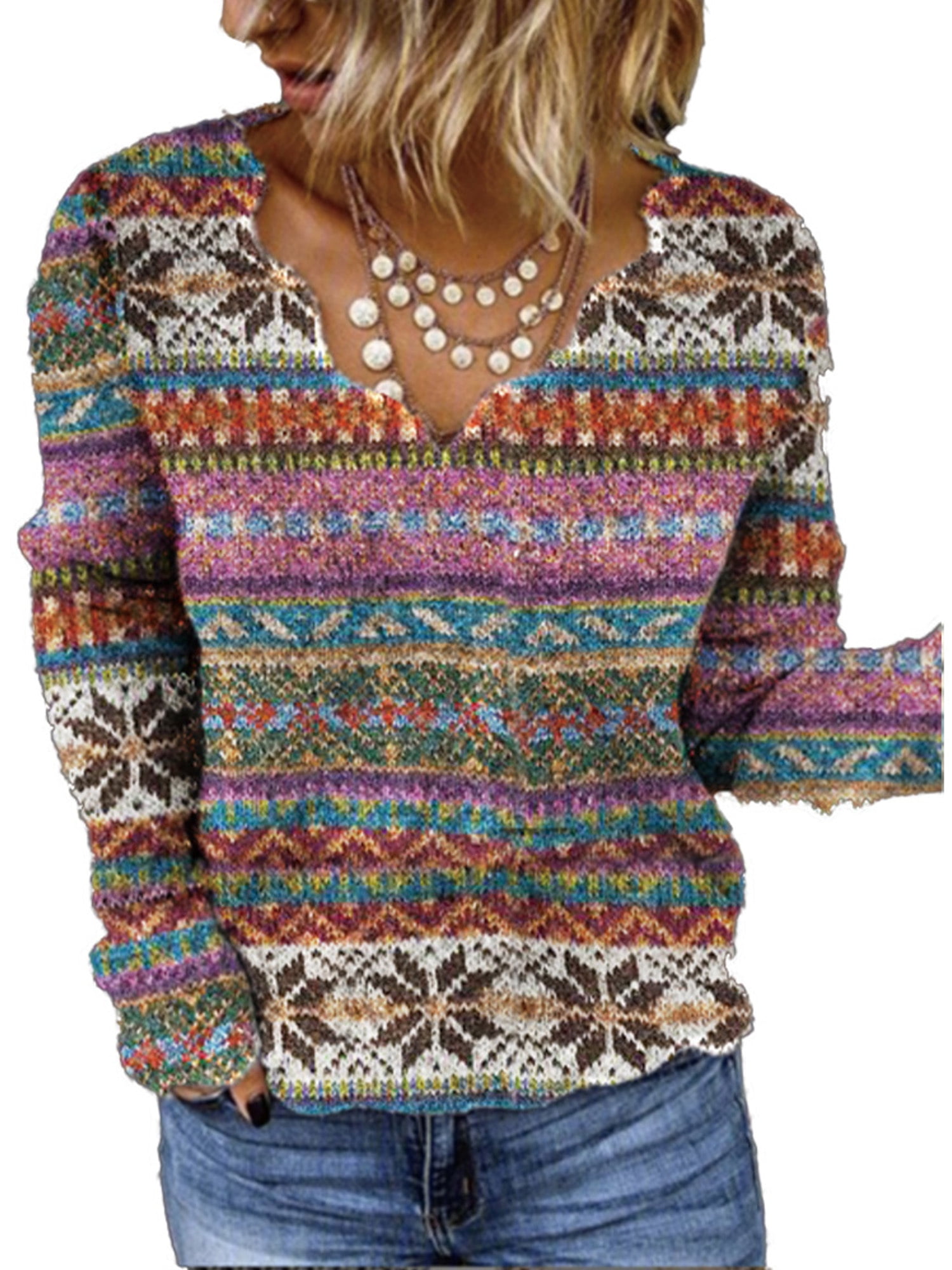 retro v neck sweater