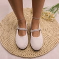 thumbnail image 4 of Women Rhinestone Mary Jane Flats, Round Toe Sparkly Buckle Strap Flat Shoes, Soft Comfort Ballet Shoes for Wedding Party, 4 of 5