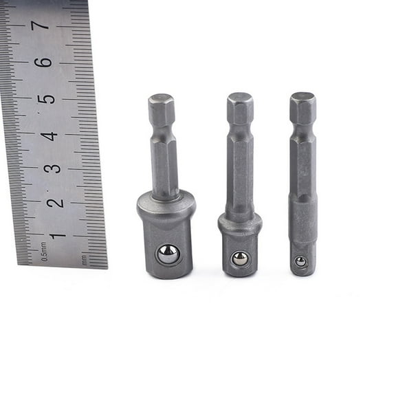 IDEANATEGRATE 3 Pcs Dark Grey Square Impact Socket Adapter Power Drill Bit Adapter 1/4 Inch to 1/2 Inch