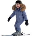 thumbnail image 7 of vdgthytj Little Kids 2 Piece Snowsuits Full Zip Long Sleeve Hooded Snow Jacket Bib Snow Pants Boys Girls Outdoor Ski Outfits(3-4 Years,Blue), 7 of 7