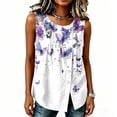 thumbnail image 6 of XUNKUSGA Womens Tops Soft Cotton Linen Tunic Tops Fashion Floral Crew Neck Side Button Down Slit Tank Tops Casual Sleeveless Loose Pullover Top for Daily Wear,S, 6 of 6
