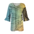 thumbnail image 4 of TQWQT Plus Size Tops for Women Dressy Loose Fit Tunic Summer Shirts Sunflower Print V Neck Pleated Ruffle 3/4 Sleeve Shirts Dressy Casual Blouse Sky Blue 3XL, 4 of 5
