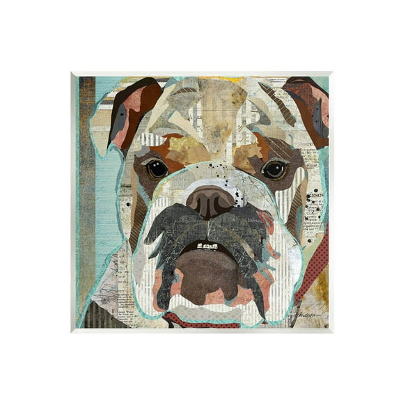 Stupell Industries Bulldog Pet Portrait Text Collage Graphic Art Unframed Art Print Wall Art, Design by Traci Anderson