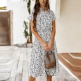 thumbnail image 5 of FRSASU Summer Polka Dot Dress for Women V Neck Short Sleeve Midi Shirt Dress Button Down Drawstring Waist Dresses Clear, 5 of 6