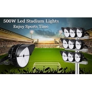 Dephen 500W Led Stadium Lights - 70000 Lumens (1500-2000W Metal Halide Eq.) Stadium Lights Outdoor 100-277V Stadium Flood Lights Outdoor 5000K IP66 Waterproof UL-Listed LED Arena Lights