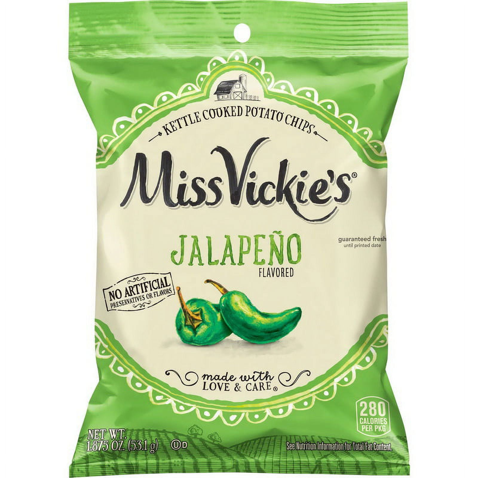 Miss Vickie's 00028400363310 Miss Vickie's Jalapeno Kettle Cooked Potato Chips 1.875oz 24Ct Xvl Peg(Price/Case)