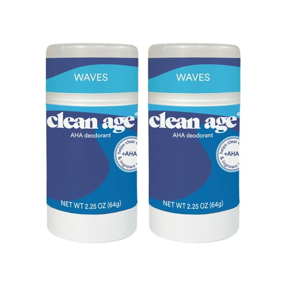 2-Pack Clean Age AHA Deodorant for Teens | Aluminum-Free, Safe for Sensitive Skin | Waves Scent | 2.5 oz
