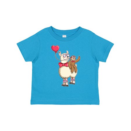 

Inktastic Valentine Pals Fun Sloth and Llama with Heart Balloon Gift Toddler Boy or Toddler Girl T-Shirt