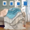 thumbnail image 4 of Aqua Beige Ombre Cooling Blanket for Hot Sleepers, Soft Breathable Cool Summer Blanket for Night Sweats, Modern Abstract Moire Art Geometric Lightweight Ice Silk Bed Throw Blankets All Season 60"x80", 4 of 9
