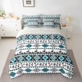 thumbnail image 2 of Castle Fairy Bohemian Aztec 7pcs Bedding Comforter Set,Black Blue Queen Bedding Sets Super Cozy,Geometric Theme Queen Sheet Sets,Breathable Animal Home Decor,Reversible, 2 of 8