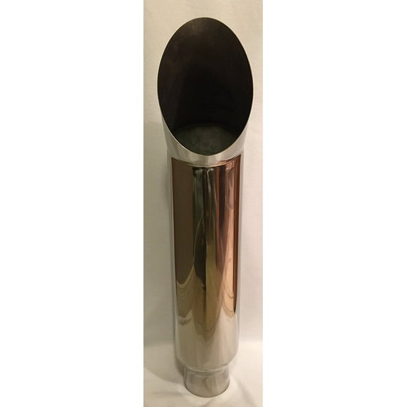 4" Inlet x 7" Outlet x 36" Tall Polished Stainless Diesel Exhaust CAT Stack Pipe (Weld On)