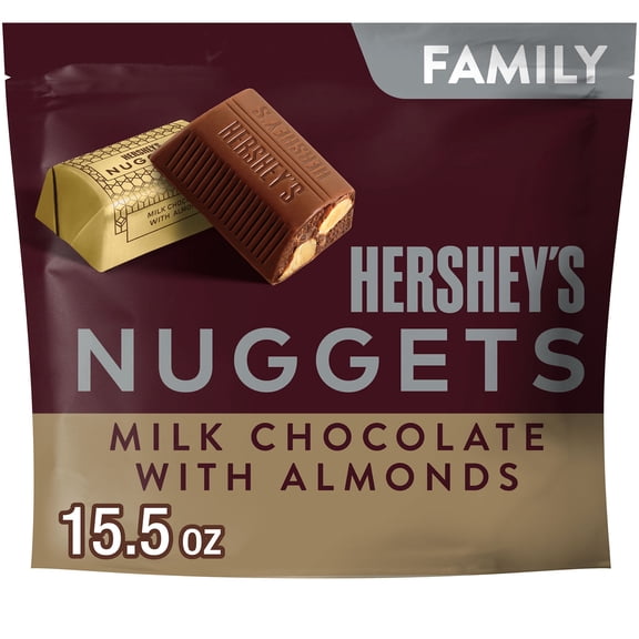 Hershey's Nuggets Milk Chocolate with Almonds Candy, Family Pack 15.5 oz