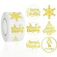 thumbnail image 2 of GQDIN 500 Pcs Christmas Labels - Gold Foil Design Round Stickers Roll 1 inch Merry Christmas Snowflake Presents Cards Tag Self Adhesive Decoration Envelope Seal Xmas Stickers, 2 of 9