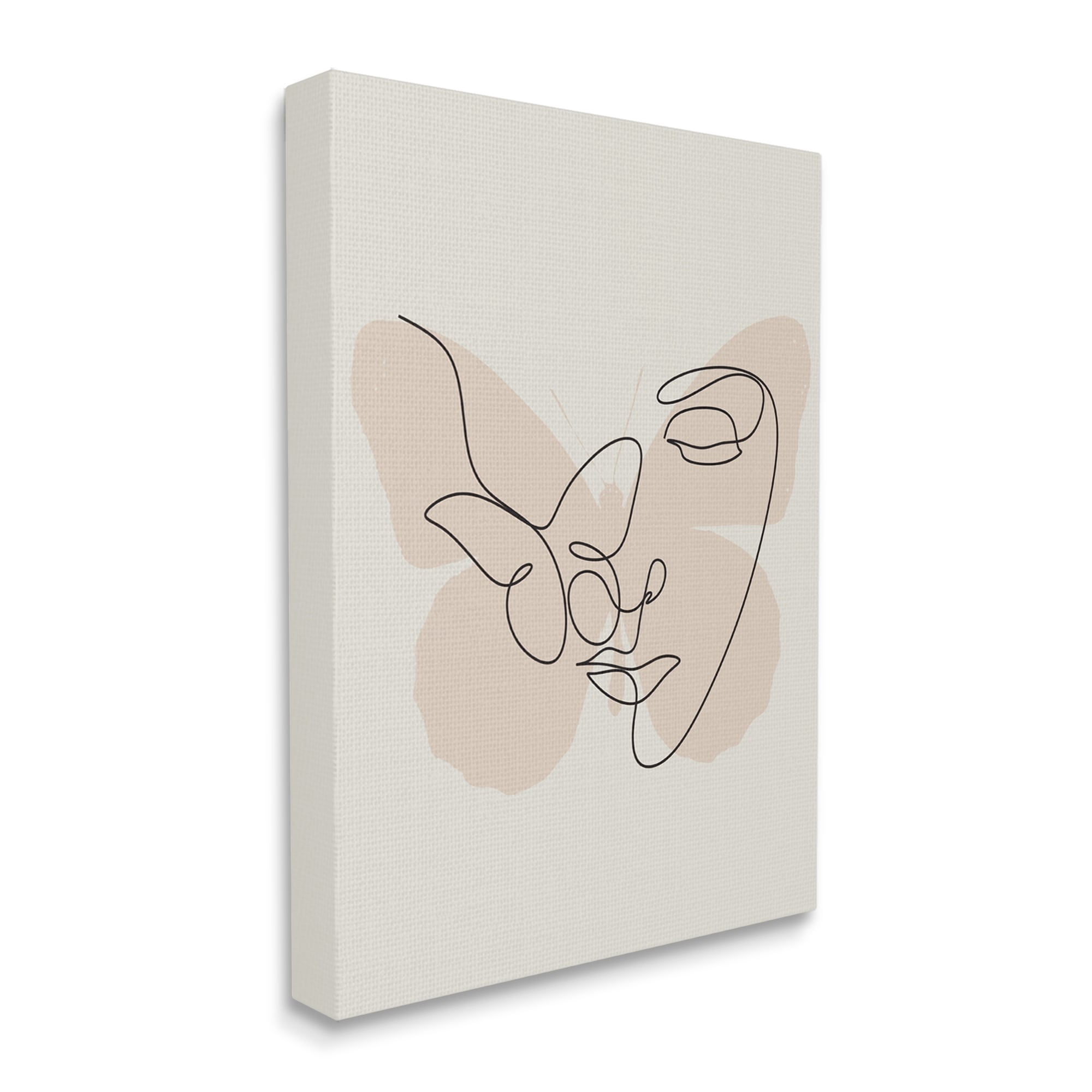 Stupell Industries Butterfly Girl Face Doodle Abstract Painting Gallery Wrapped Canvas Print Wall Art