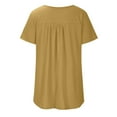 thumbnail image 4 of up to 60% off Gifts Usmixi Shirts for Women Casual Button up Pleated Swing Henley Shirts Tunic Tops Summer Trendy Solid Short Sleeve Round Neck Ladies Blouses Khaki XXL, 4 of 6
