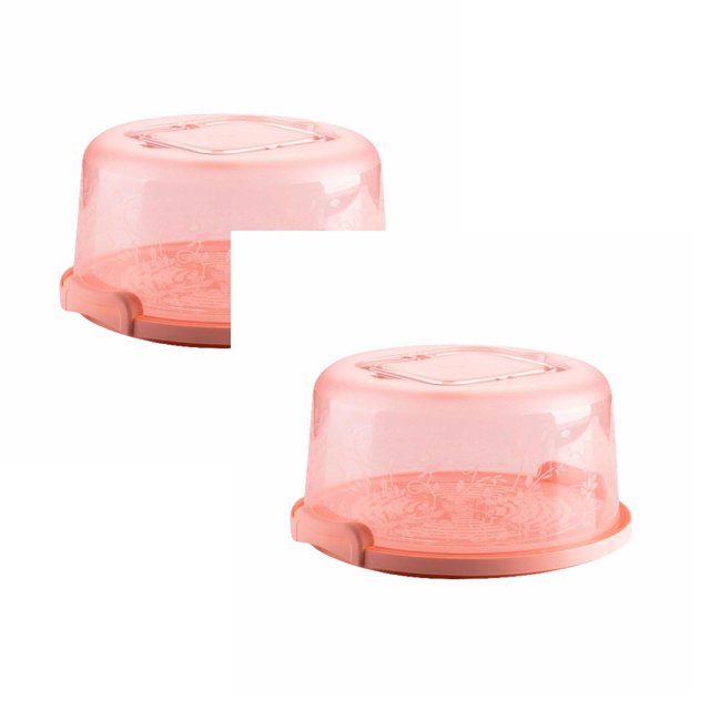 Oleegame Boîte de Rangement Ronde pour Gâteau en Rouleau de Papier d'Aluminium 2 Pcs avec Poignée et Plateau Intérieur