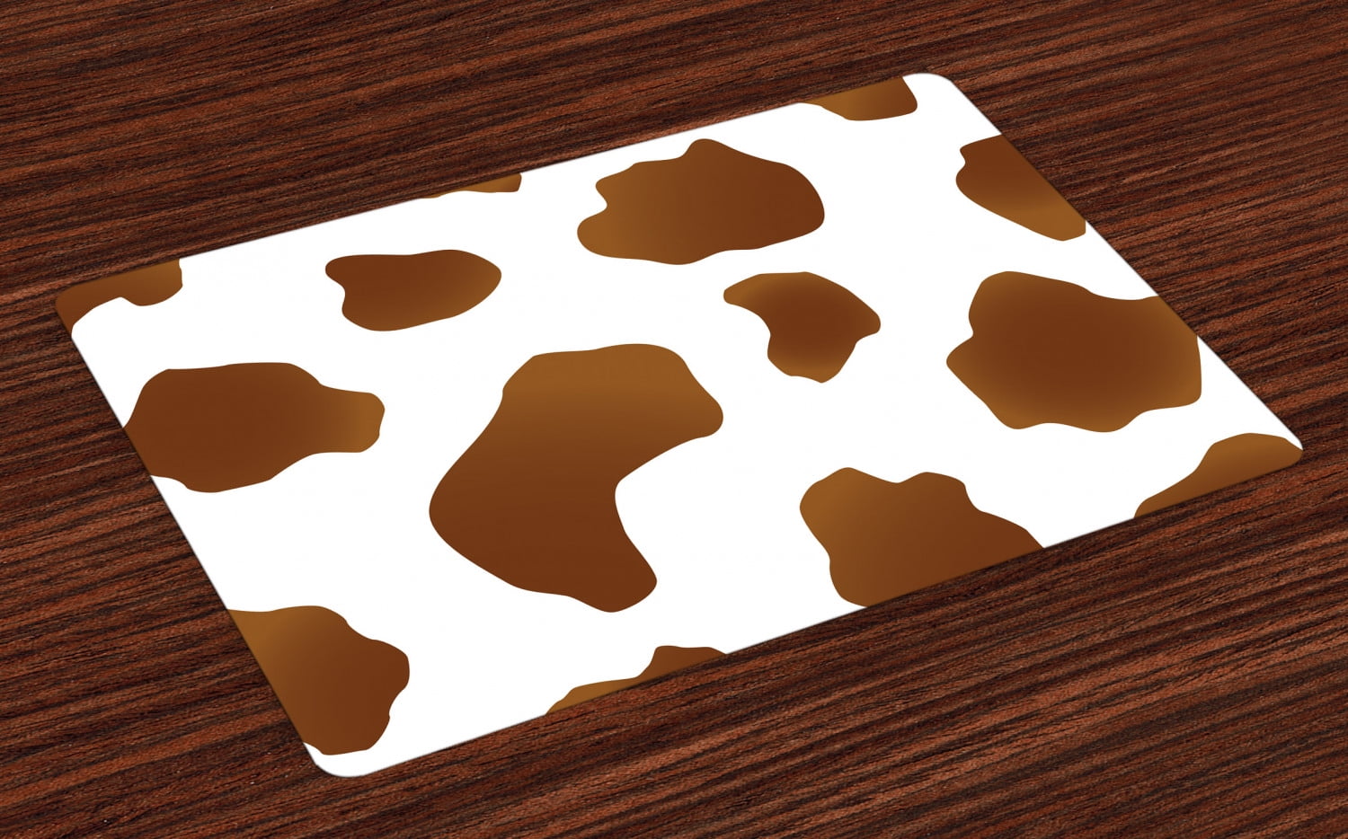 Cow Print Placemats Set of 4 Brown Spots on a White Cow Skin Abstract