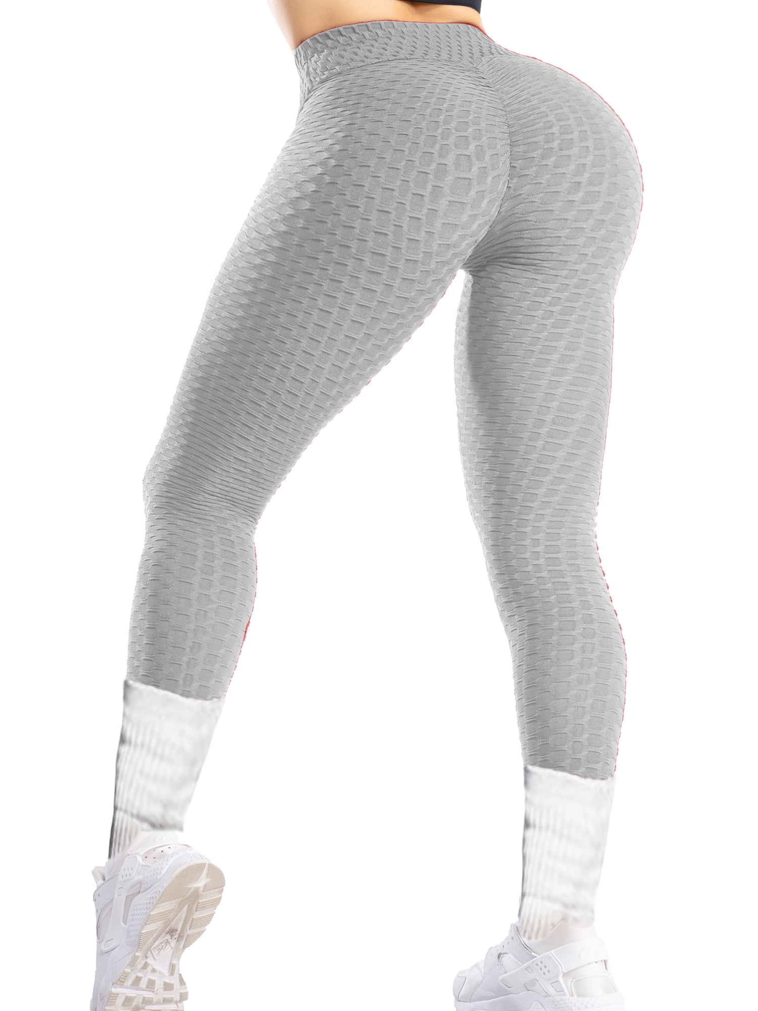 QRIC High Waisted Yoga Pants for Women Tummy Control Butt Lifting Workout  Leggings Tik Tok Textured Yoga Pants Gray M 