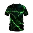 thumbnail image 4 of Men's Casual Short Sleeve T-Shirt with 3D Lightning Print, Two-tone Geometric Design Crew Neck - Sweatshirt, Long Sleeve Hoodie, Fashion Men's Clothing, 4 of 6