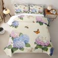 thumbnail image 2 of Manfei Chic Hydrangea Floral Quilt Full, Garden Flower Butterfly Full Bedspread Sets, Blush Pink Blue 3 Pieces, 1 Coverlet and 2 Pillowcases, 2 of 7