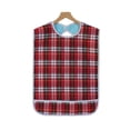 thumbnail image 1 of Double Layer Plaid Bibs Waterproof Greaseproof Adult Bibs Eating Apron Rice Bibs, 1 of 8