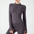 thumbnail image 3 of Workout Tops,Women's Yoga Activewear Lightweight Zipper Front Sports Tops Long Sleeve Sports Cropped Tops,Athletic Running Jackets(Size:XL), 3 of 9