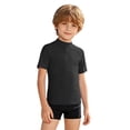 thumbnail image 3 of Lightweight Boys Swim Shirt for Beach Pool Rash Guard Top for Junior Boys with Sun Protection and Comfort for Summer Black 100, 3 of 5