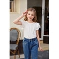 thumbnail image 5 of Arshiner Girls Short Sleeve Pleated Summer T-Shirts Casual Solid Tee Tops Blouse, 5 of 7