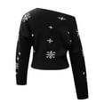 thumbnail image 5 of Christmas Sweaters for Women, Off The Shoulder Sweater for Women Festive Snowflake Long Sleeve Pullover Sweater for Women Cozy Seasonal Knitwear Design, 5 of 5