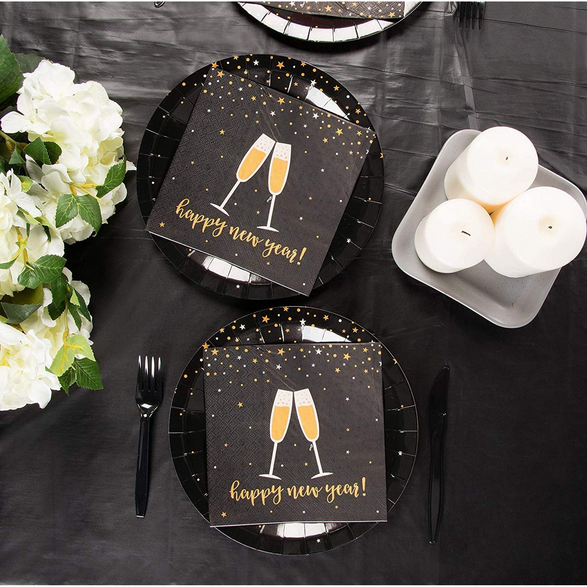 Black Plastic Tablecloth 3Pack 54 X 108Inch Rectangle Black Disposable Graduation Table
